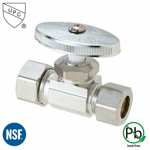 5/8 Inch Comp x 3/8 Inch Comp Multi Turn Brass Angle Stop Valve, Thrifco Plumbing, Mfr#: 4405470